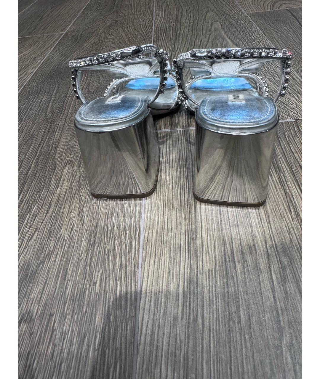 MIU MIU Серебряные кожаные босоножки, фото 3