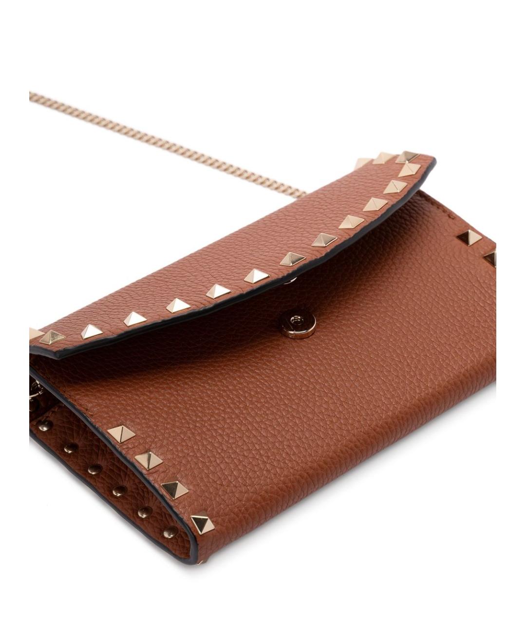 VALENTINO Коричневая кожаная сумка через плечо, фото 5