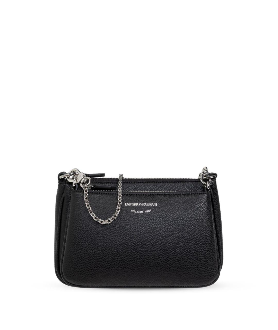 EMPORIO ARMANI Черная кожаная сумка через плечо, фото 1