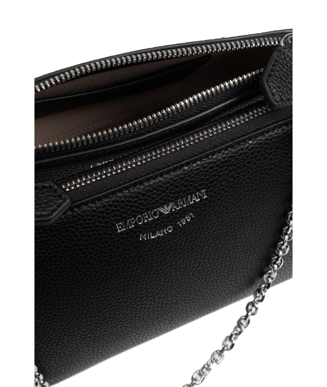 EMPORIO ARMANI Черная кожаная сумка через плечо, фото 4