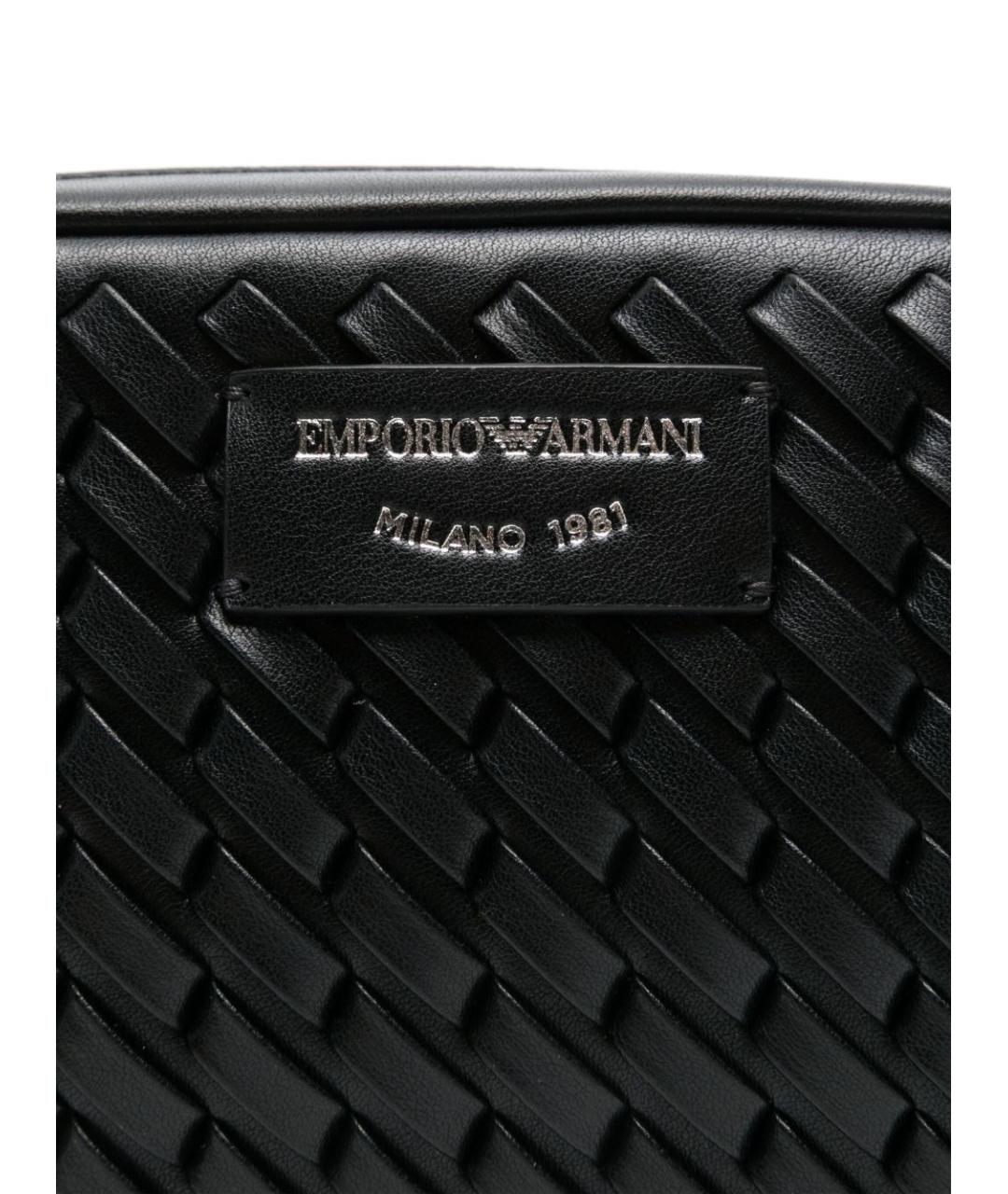 EMPORIO ARMANI Черная кожаная сумка через плечо, фото 3