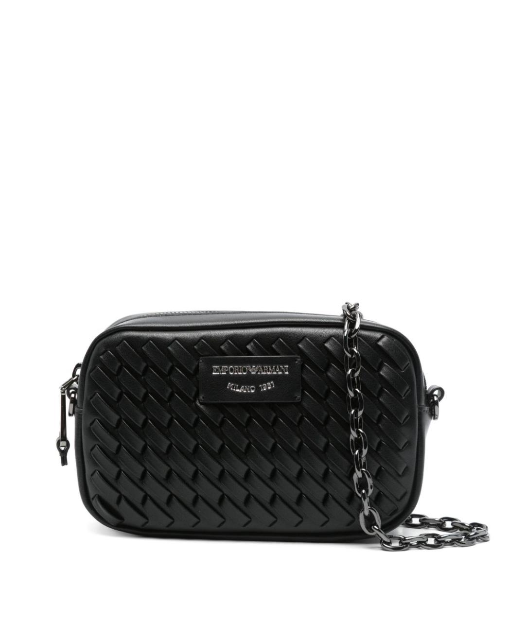 EMPORIO ARMANI Черная кожаная сумка через плечо, фото 1