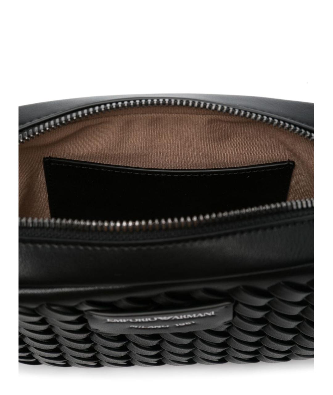 EMPORIO ARMANI Черная кожаная сумка через плечо, фото 2