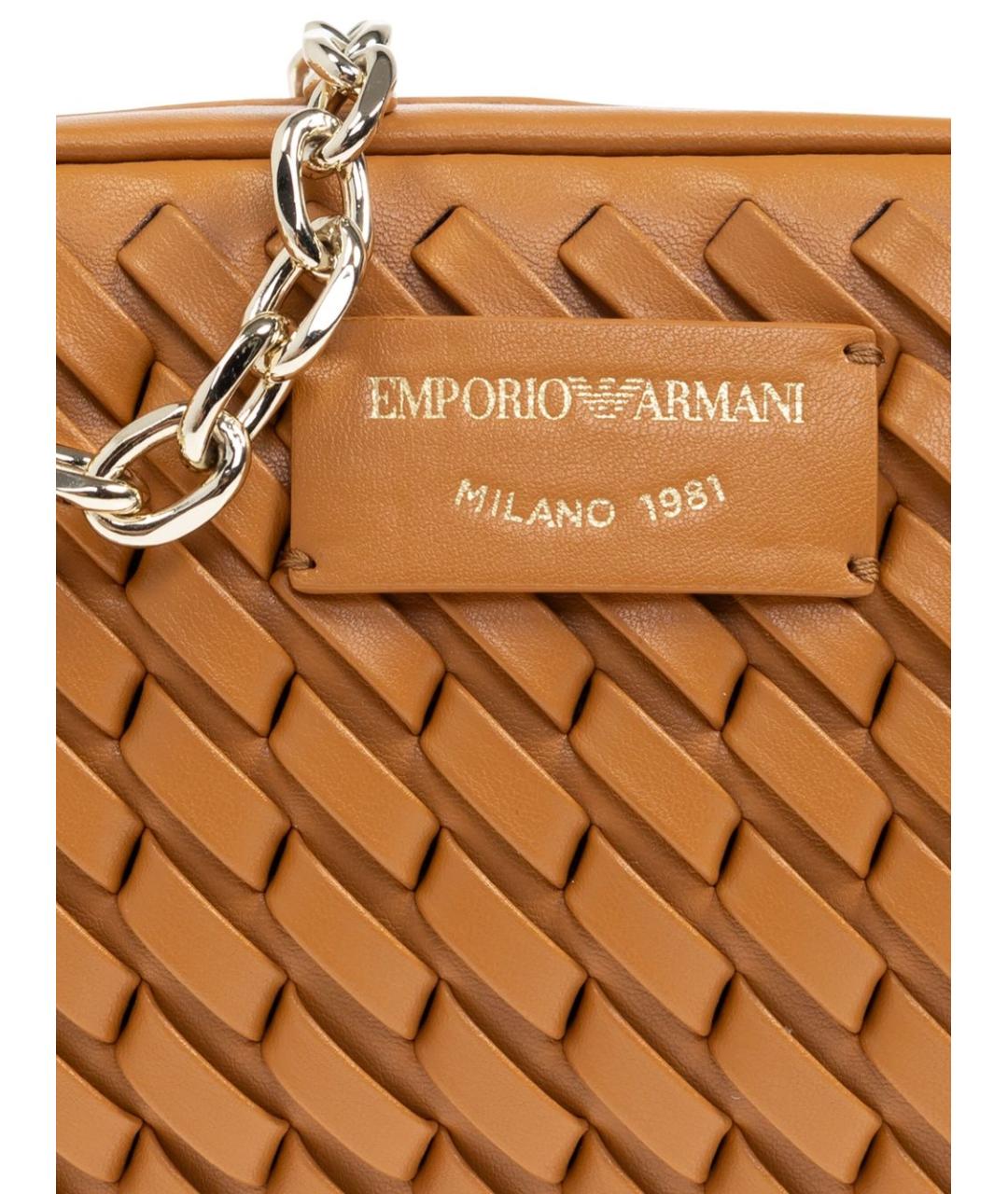 EMPORIO ARMANI Коричневая кожаная сумка через плечо, фото 5