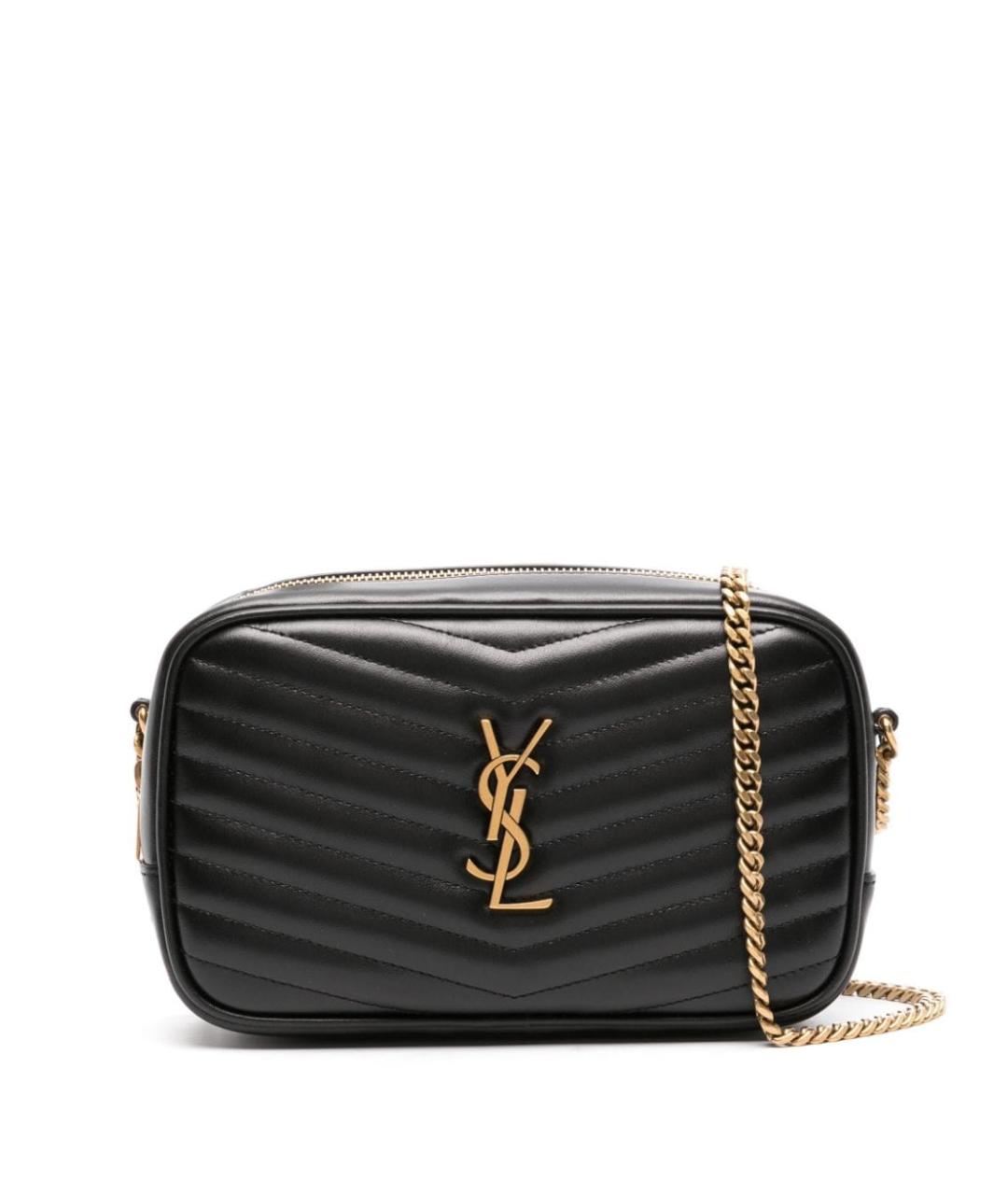 SAINT LAURENT Черная кожаная сумка через плечо, фото 1