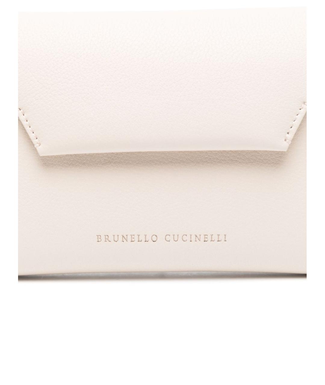 BRUNELLO CUCINELLI Бежевая кожаная сумка через плечо, фото 3