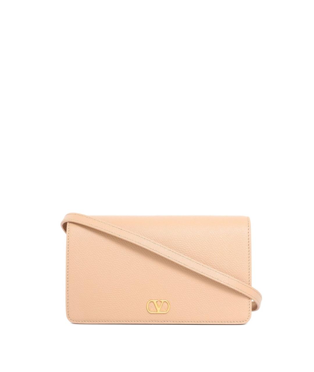VALENTINO Бежевая кожаная сумка через плечо, фото 1