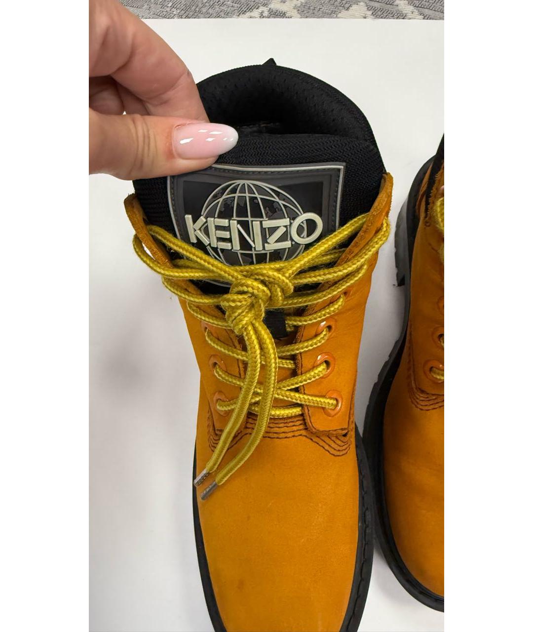 KENZO Оранжевое замшевые ботинки, фото 3