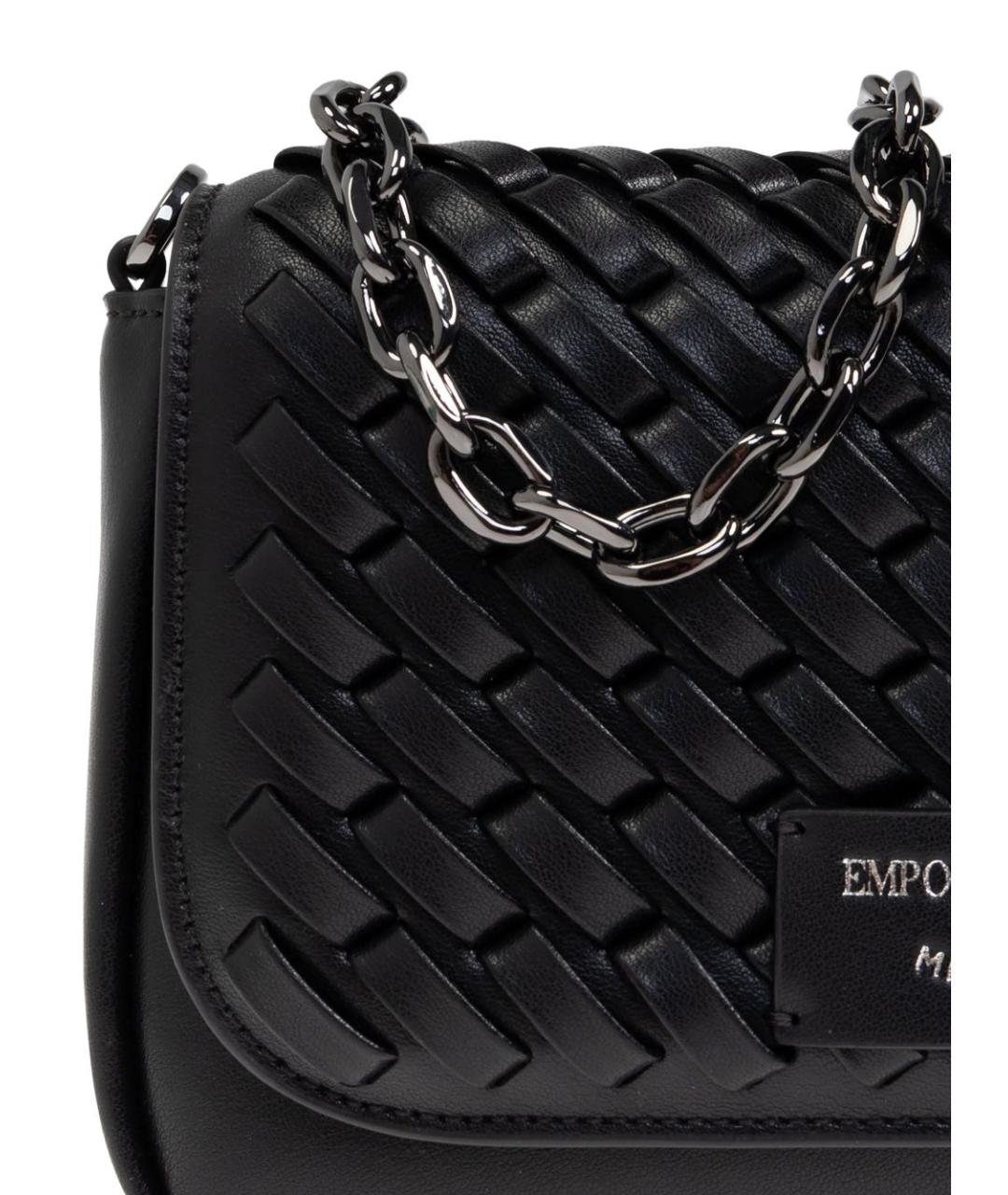 EMPORIO ARMANI Черная кожаная сумка через плечо, фото 5