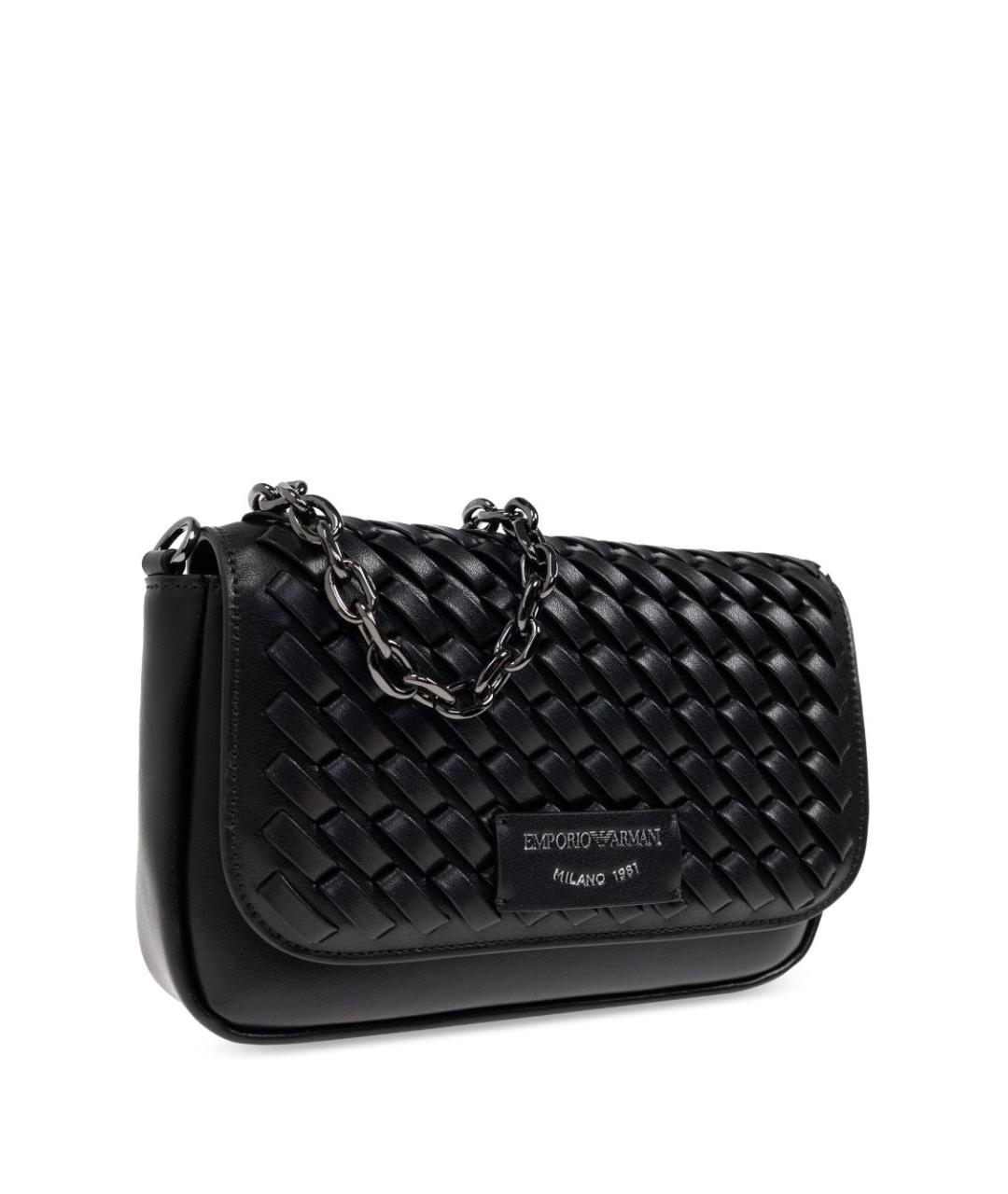EMPORIO ARMANI Черная кожаная сумка через плечо, фото 3