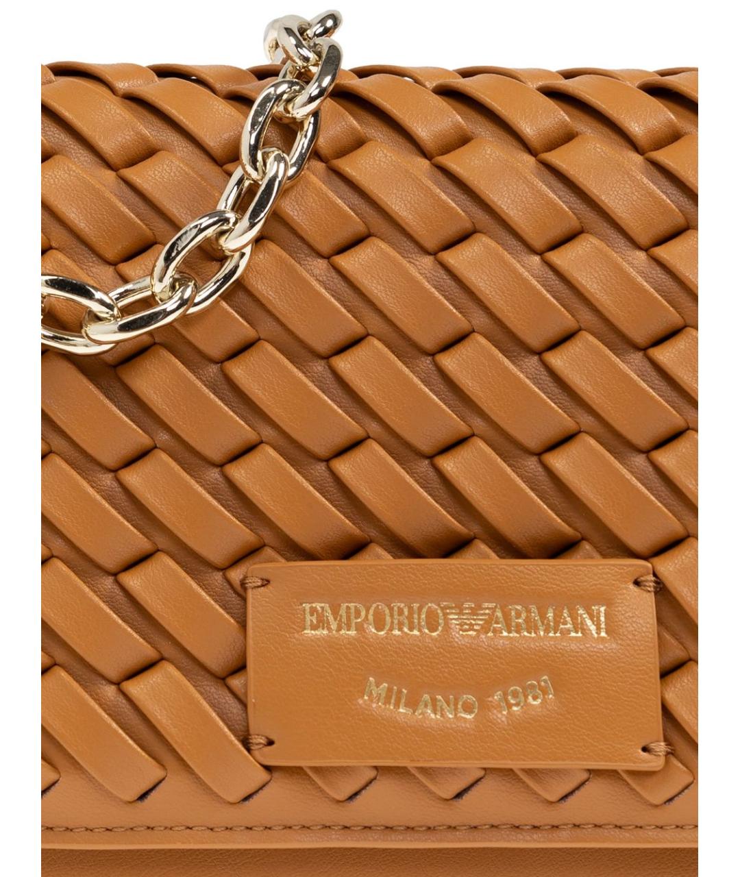 EMPORIO ARMANI Коричневая кожаная сумка через плечо, фото 3