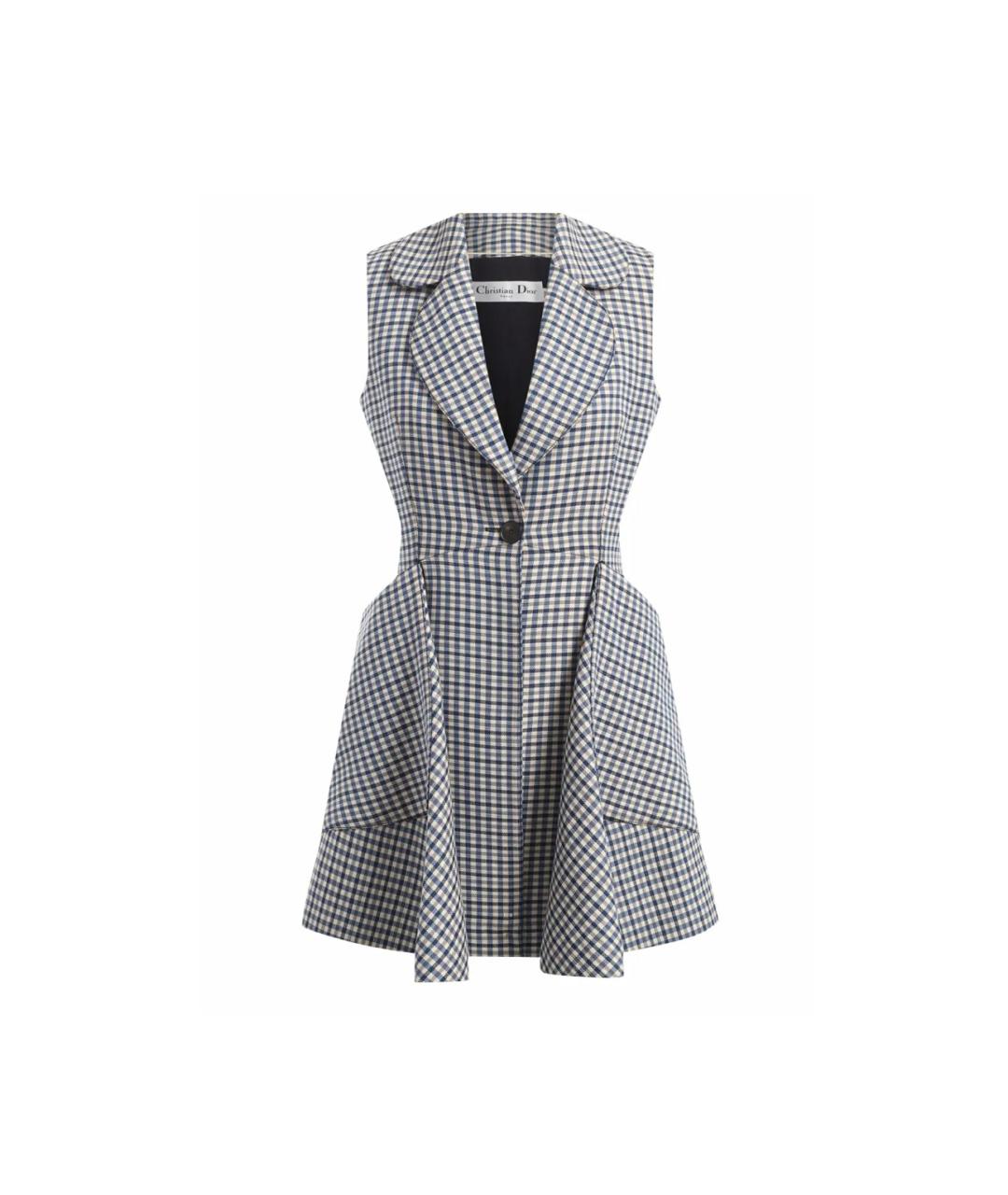 CHRISTIAN DIOR Голубое шерстяное повседневное платье, фото 1