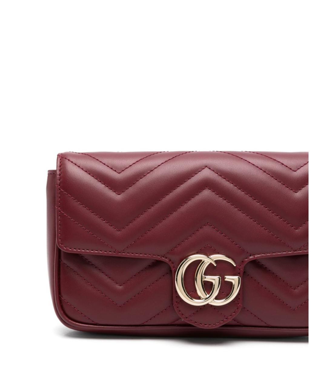 GUCCI Бордовая кожаная сумка через плечо, фото 5