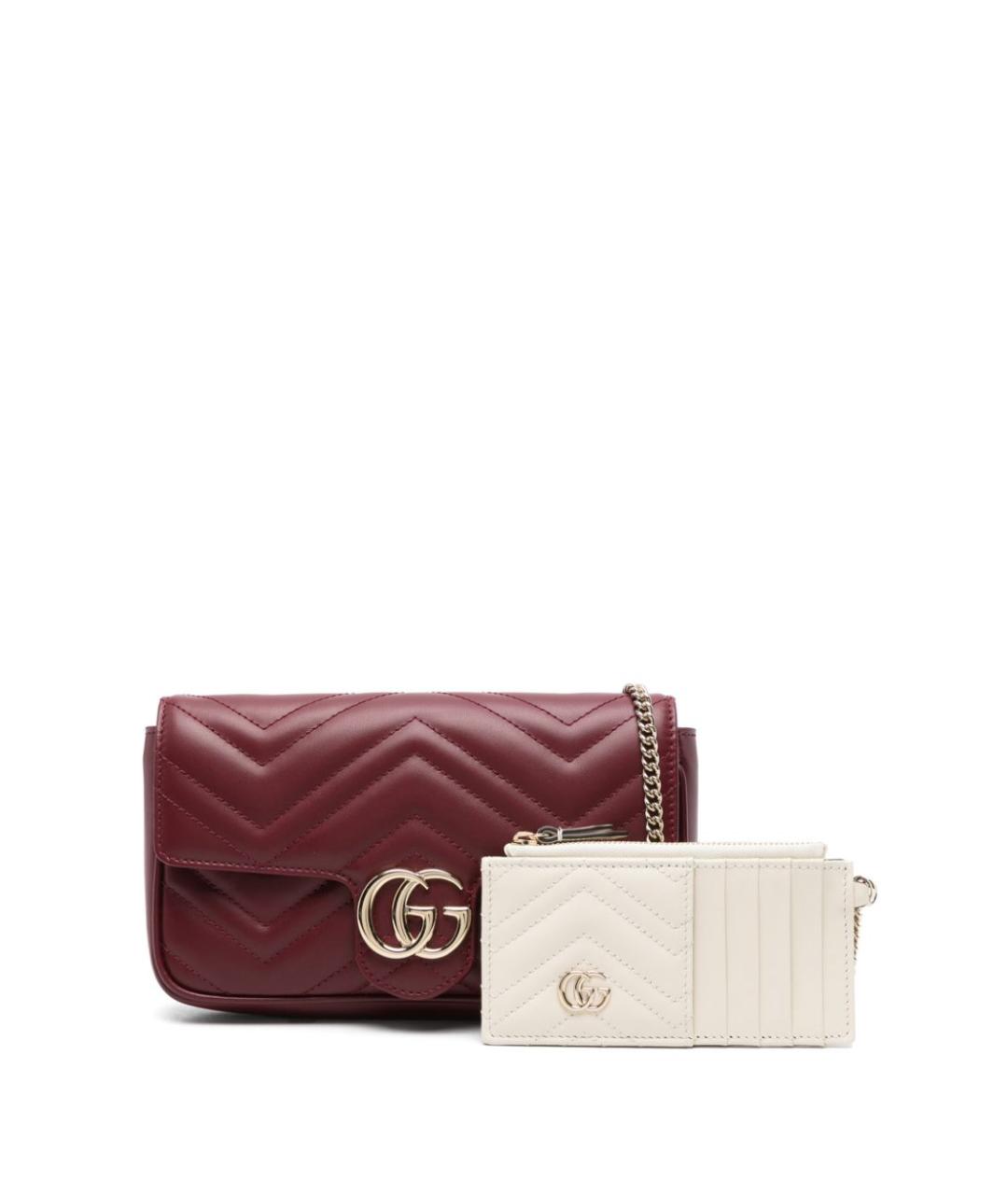 GUCCI Бордовая кожаная сумка через плечо, фото 4