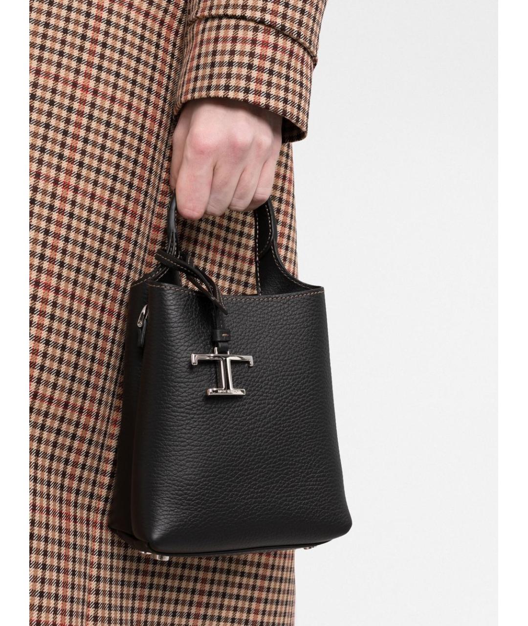 TOD'S Черная кожаная сумка тоут, фото 3