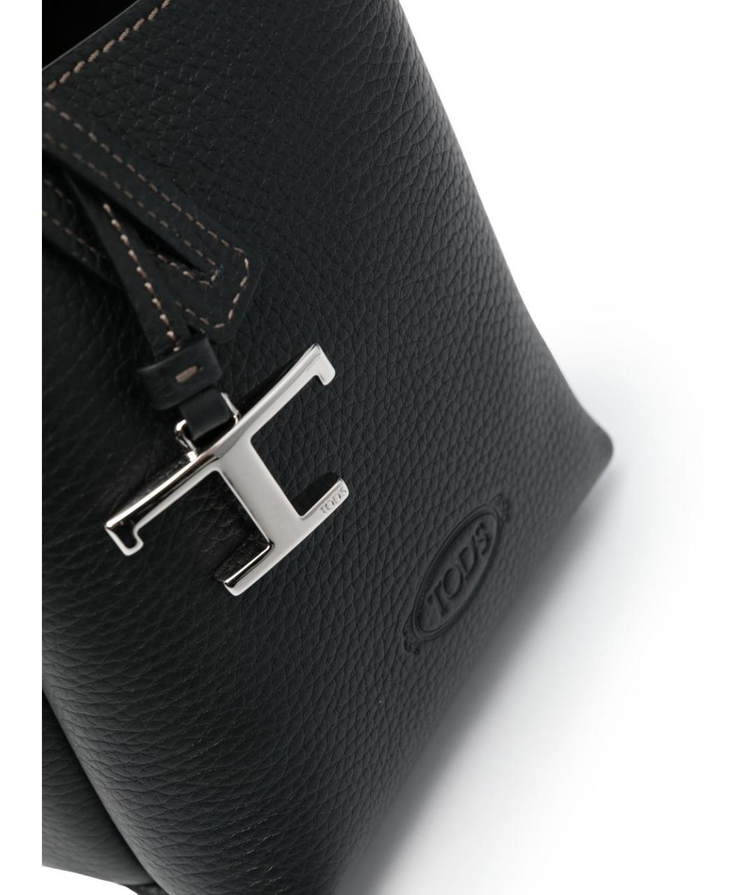 TOD'S Черная кожаная сумка тоут, фото 5