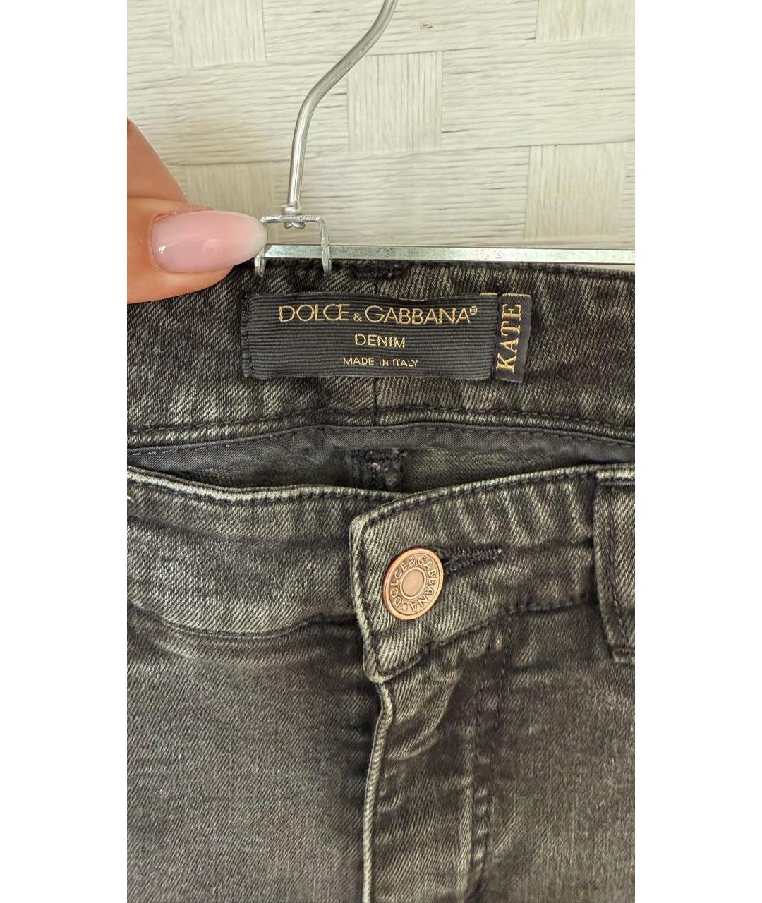DOLCE&GABBANA Серые хлопковые джинсы слим, фото 3