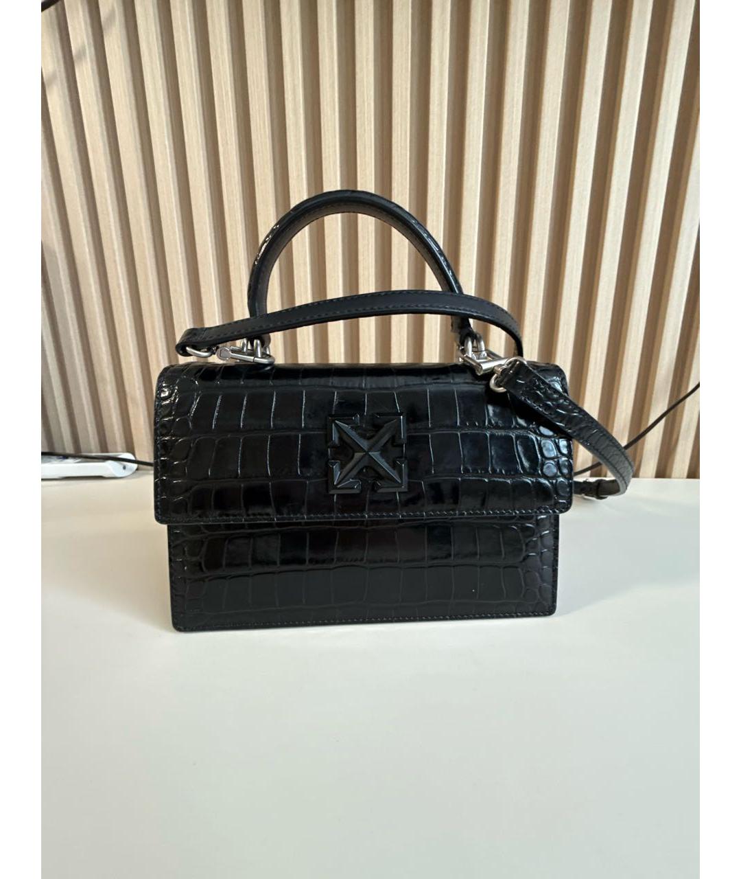 OFF-WHITE Черная сумка через плечо из лакированной кожи, фото 5