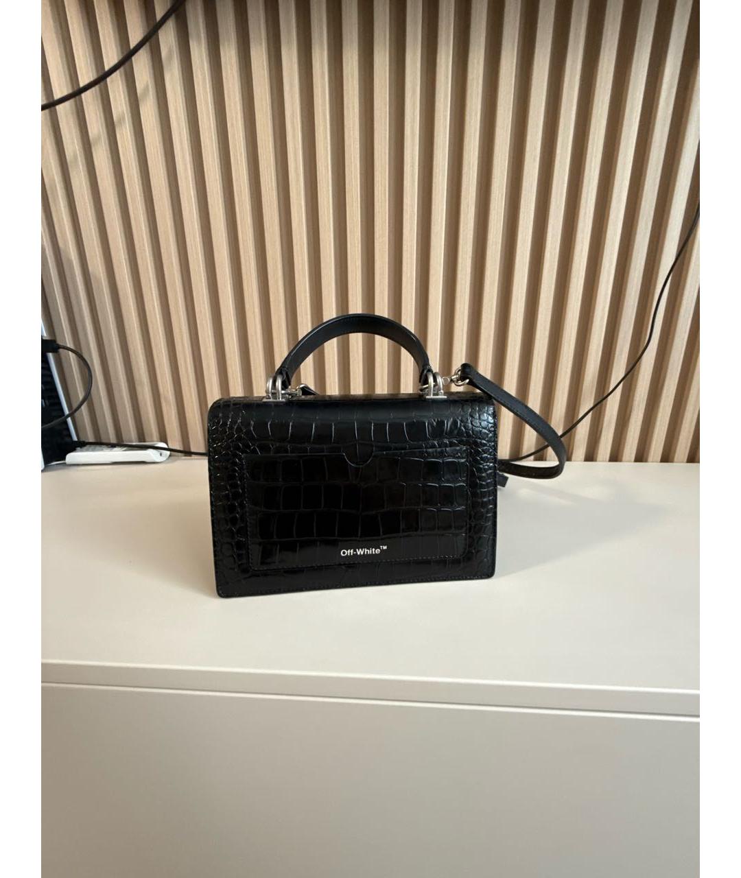 OFF-WHITE Черная сумка через плечо из лакированной кожи, фото 3