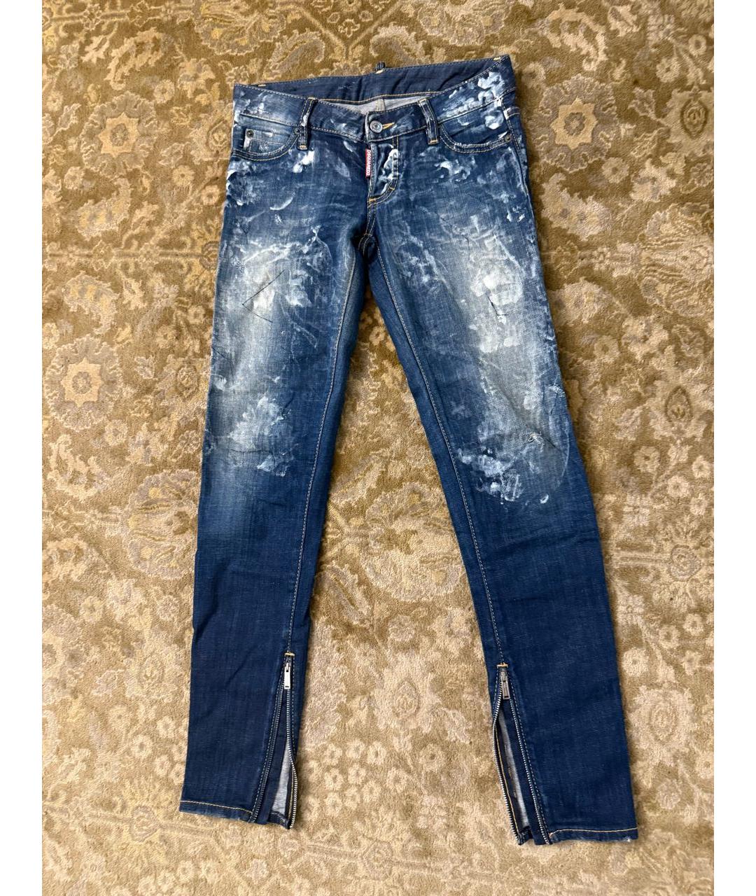 DSQUARED2 Синие хлопко-эластановые джинсы слим, фото 6