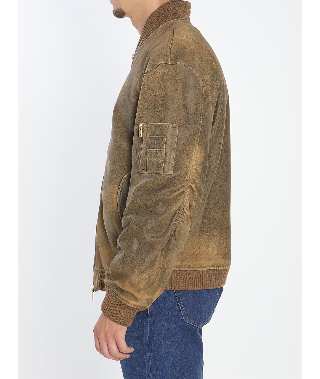 GOLDEN GOOSE DELUXE BRAND Коричневая кожаная куртка, фото 4