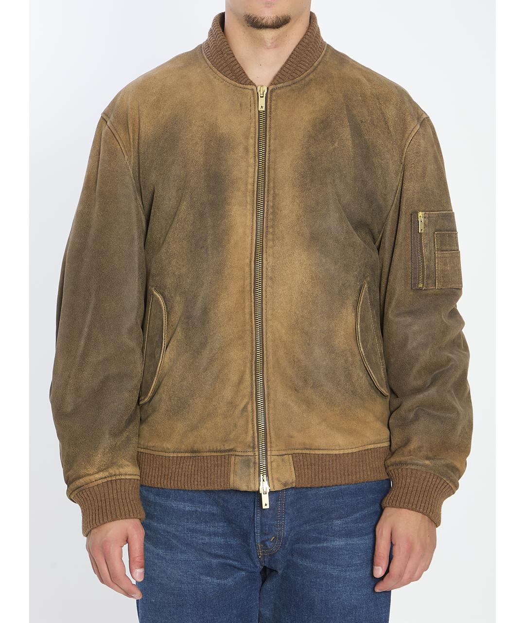 GOLDEN GOOSE DELUXE BRAND Коричневая кожаная куртка, фото 2