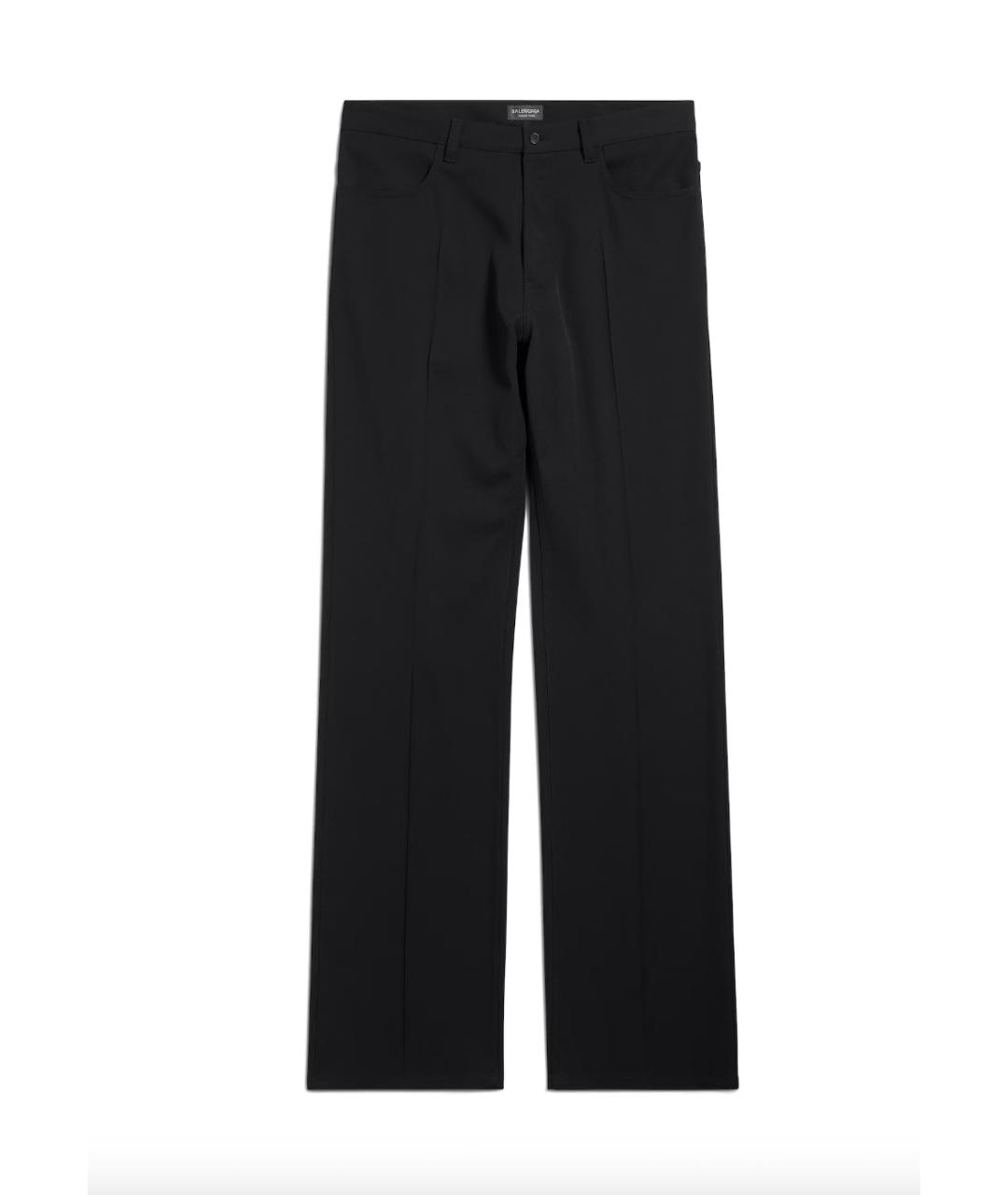 BALENCIAGA Черные шерстяные повседневные брюки, фото 1