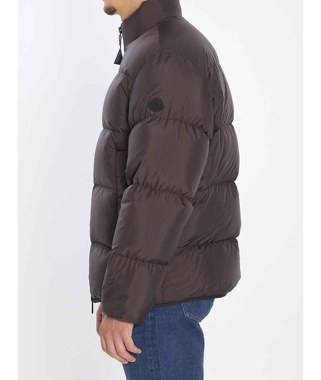 MONCLER Коричневый полиэстеровый пуховик, фото 4