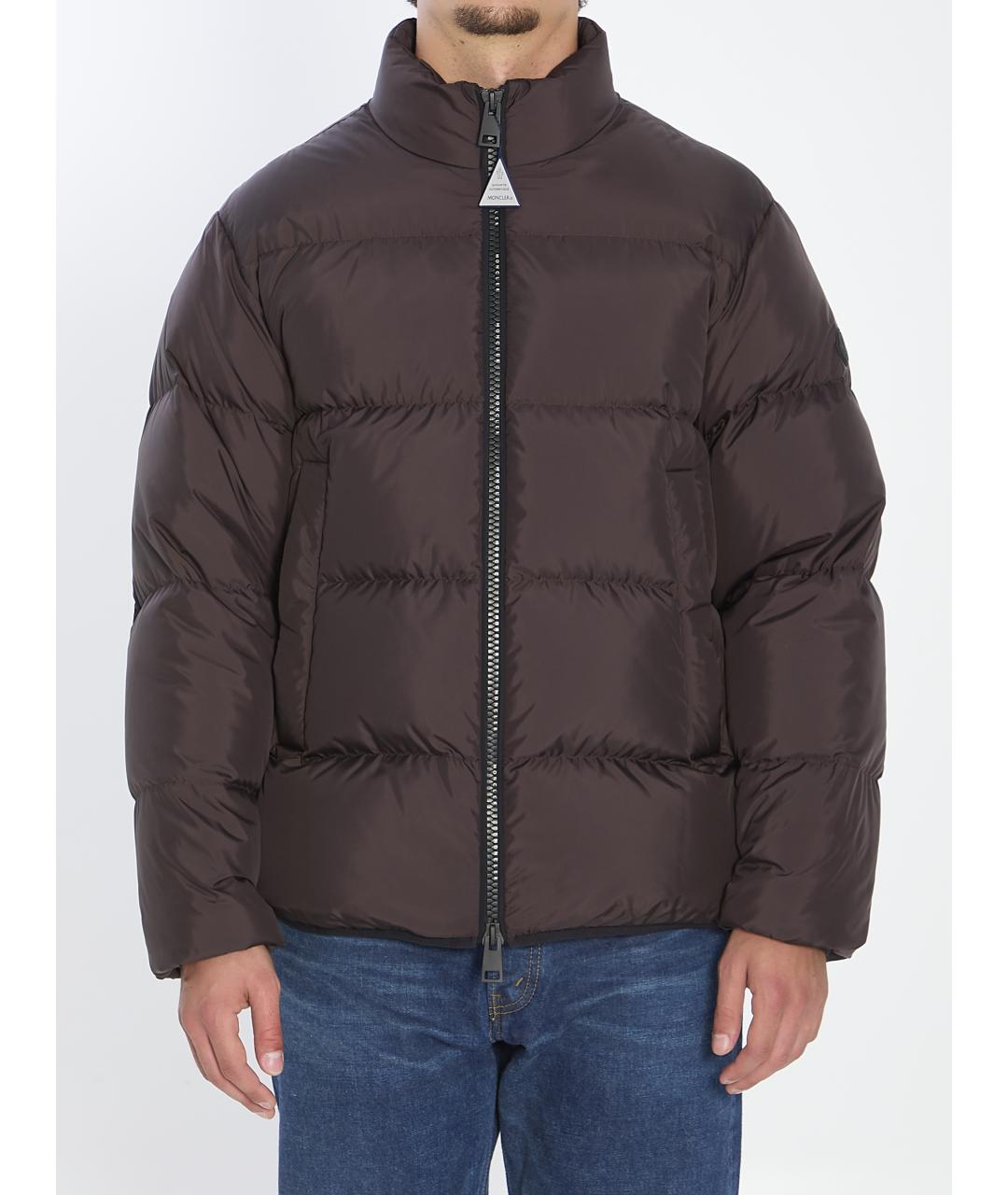 MONCLER Коричневый полиэстеровый пуховик, фото 2