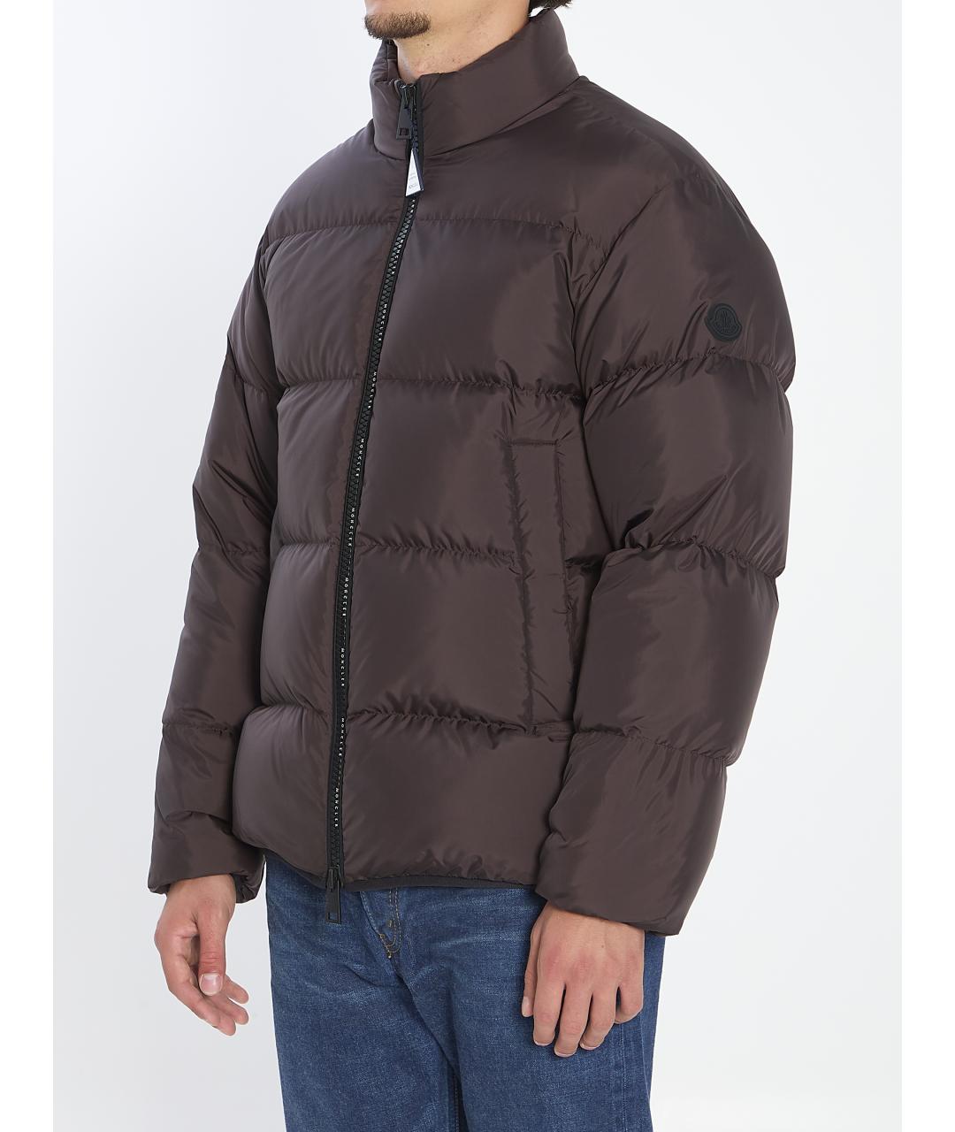 MONCLER Коричневый полиэстеровый пуховик, фото 3