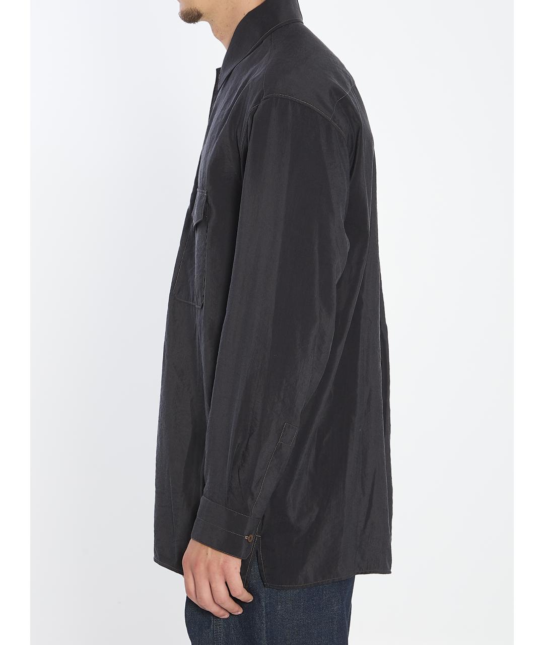 LEMAIRE Черная шелковая кэжуал рубашка, фото 4