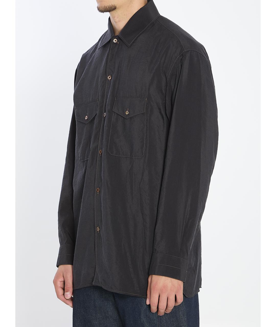 LEMAIRE Черная шелковая кэжуал рубашка, фото 3