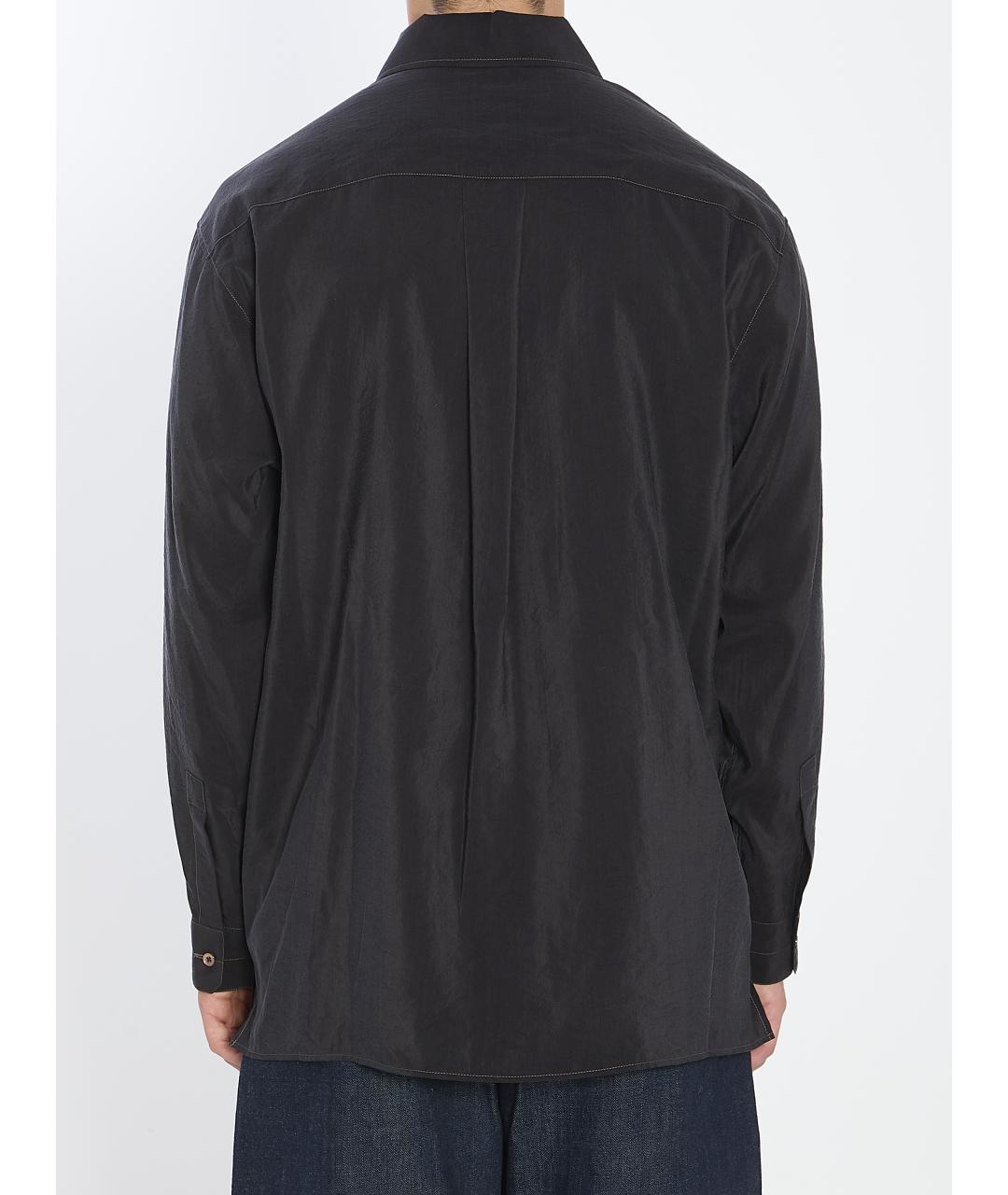 LEMAIRE Черная шелковая кэжуал рубашка, фото 5