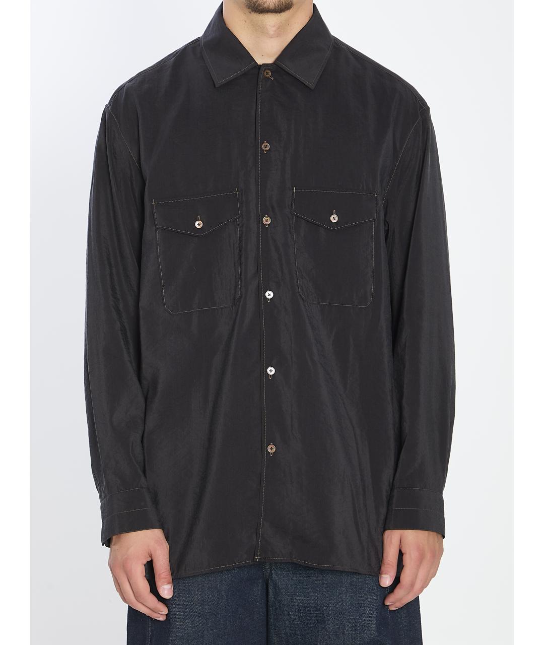 LEMAIRE Черная шелковая кэжуал рубашка, фото 2