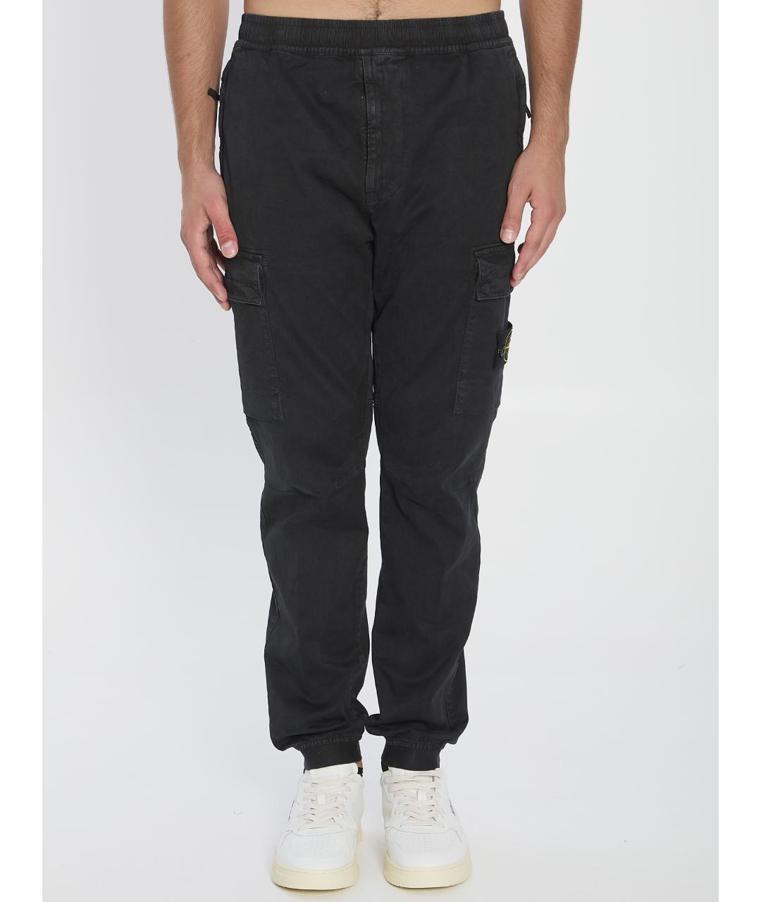 STONE ISLAND Черные хлопковые повседневные брюки, фото 2
