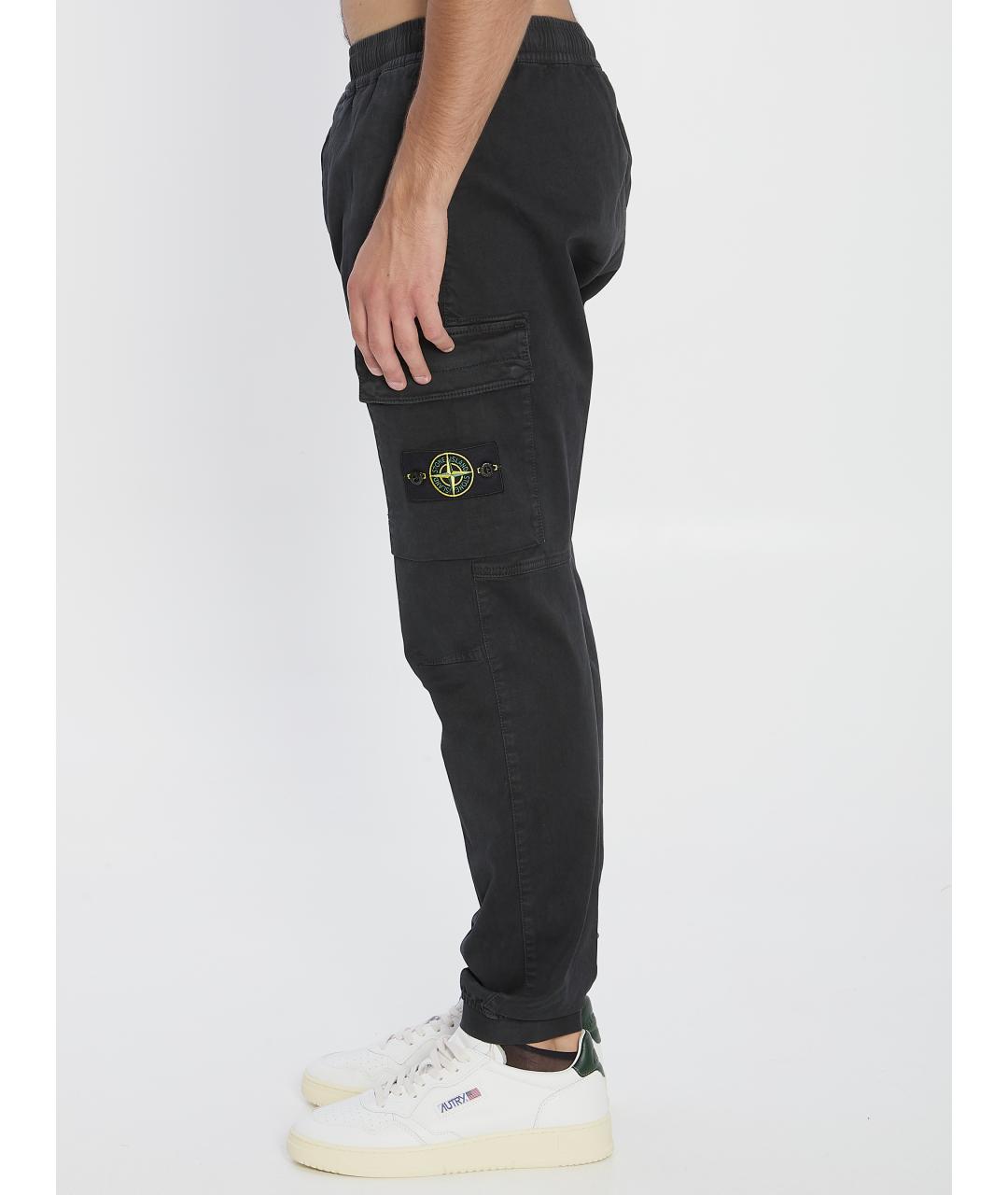 STONE ISLAND Черные хлопковые повседневные брюки, фото 4