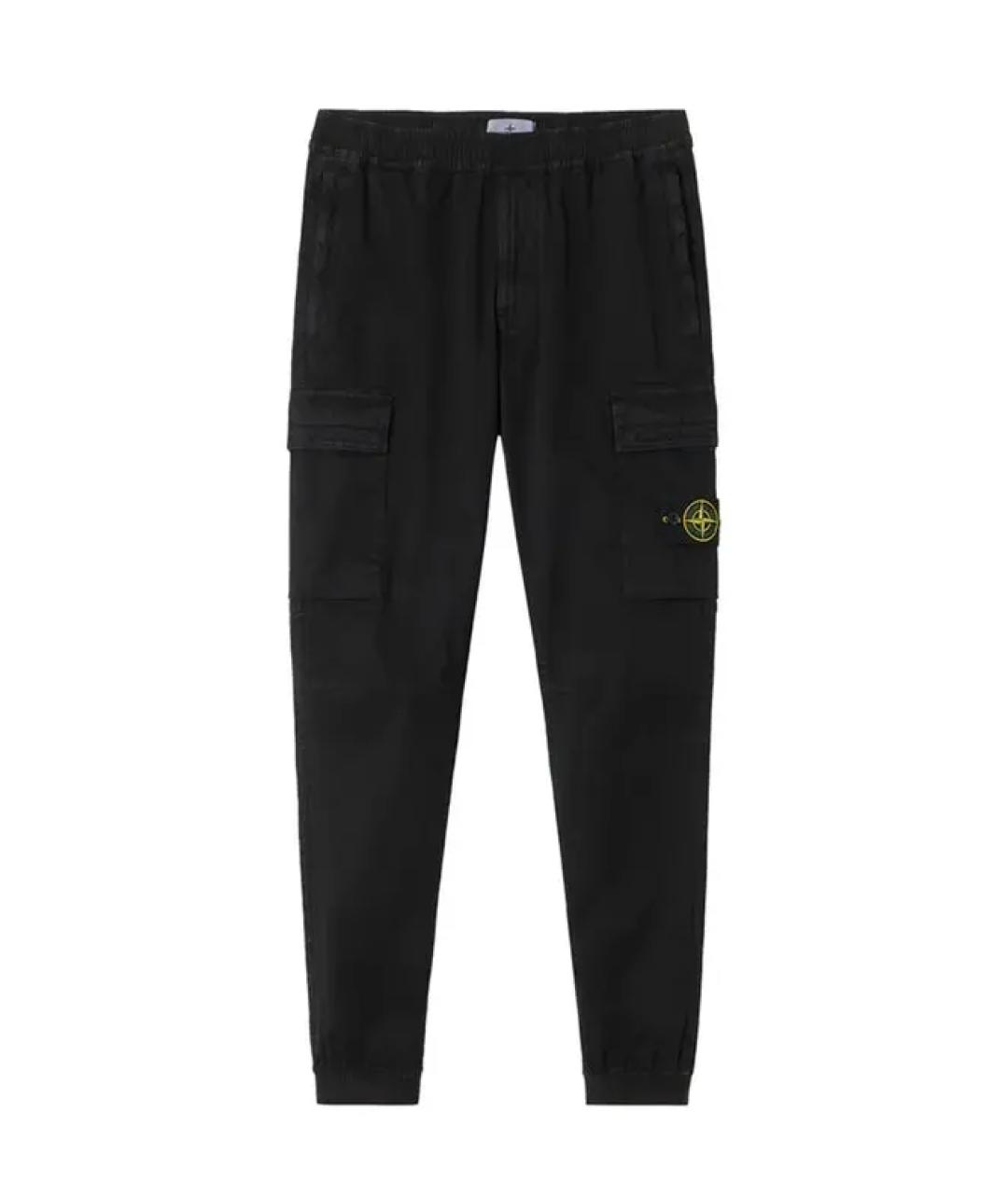 STONE ISLAND Черные хлопковые повседневные брюки, фото 1