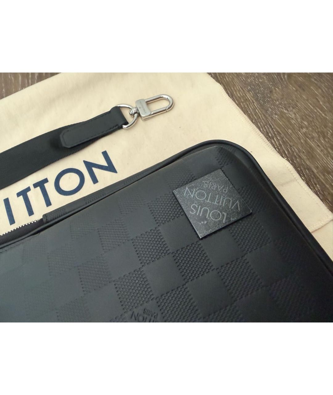 LOUIS VUITTON Черная кожаная поясная сумка, фото 3