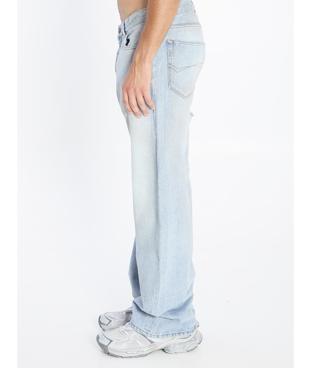 BALENCIAGA Голубые хлопковые прямые джинсы, фото 4