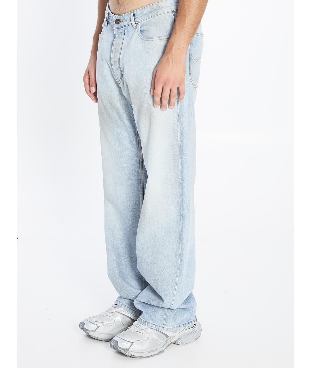 BALENCIAGA Голубые хлопковые прямые джинсы, фото 3