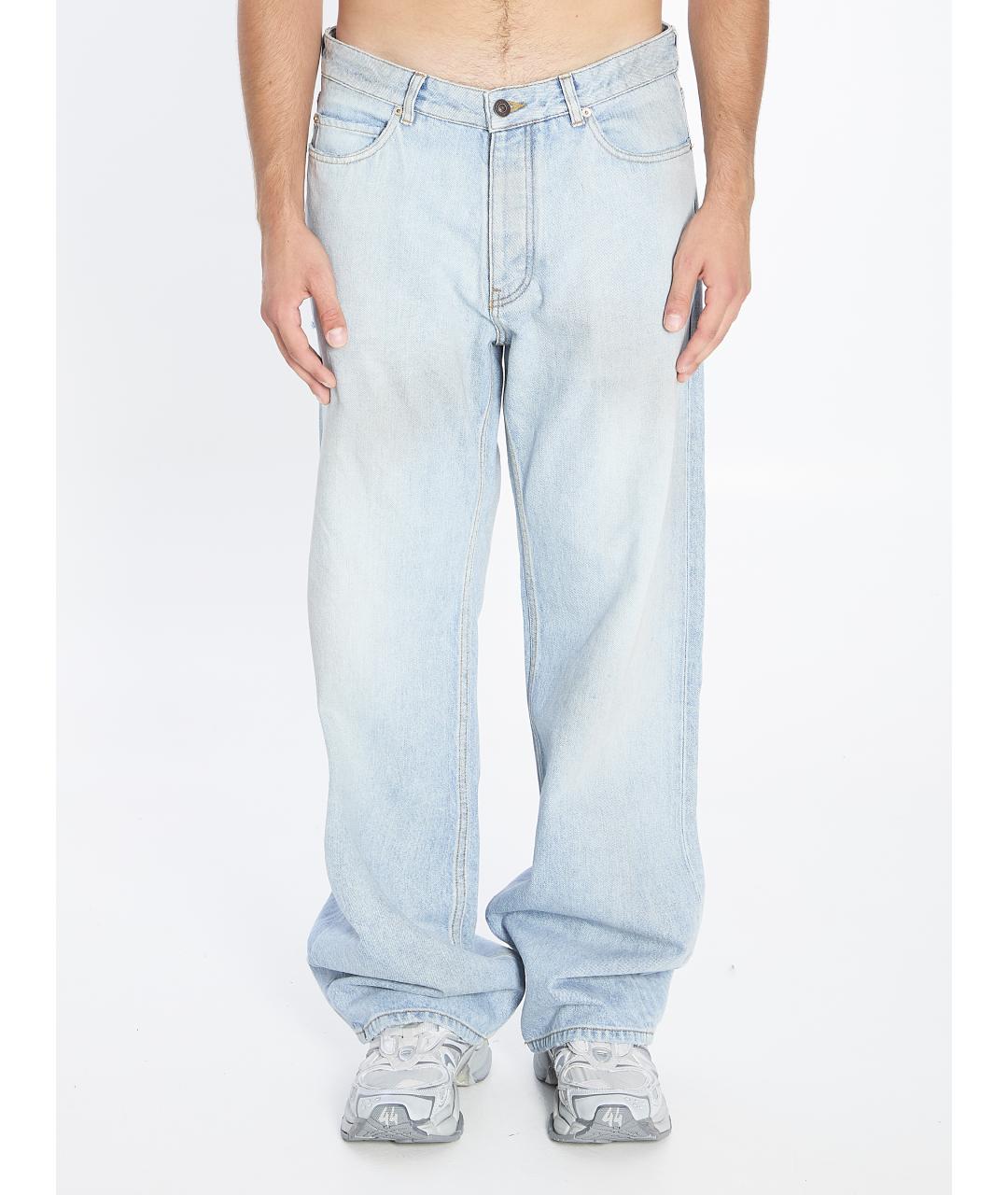 BALENCIAGA Голубые хлопковые прямые джинсы, фото 2