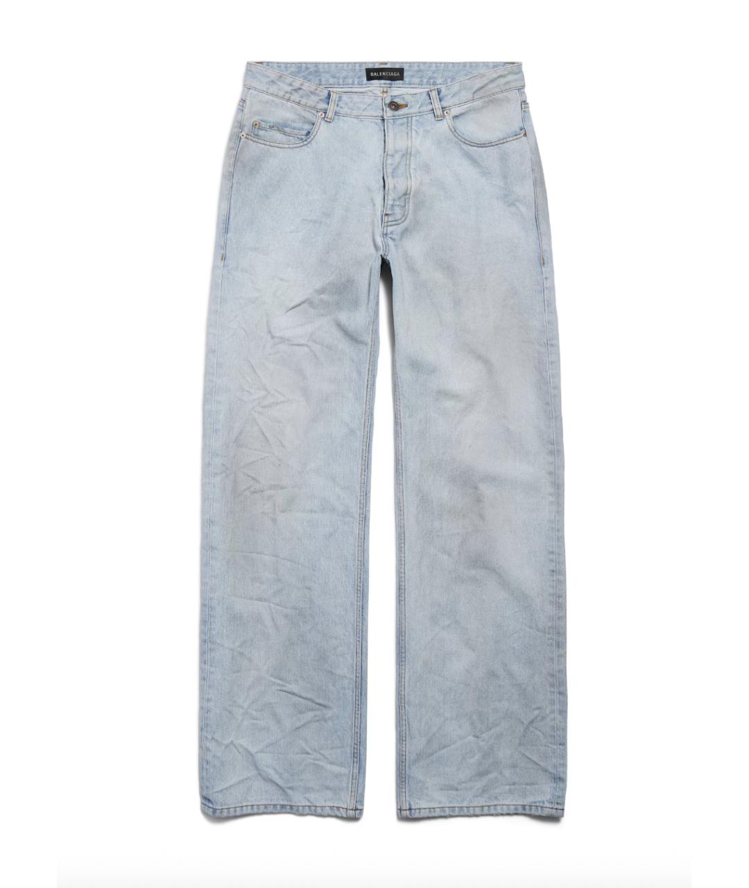 BALENCIAGA Голубые хлопковые прямые джинсы, фото 6