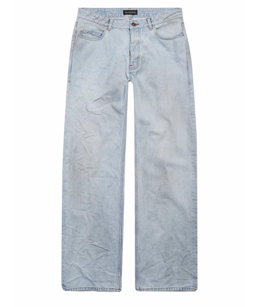 BALENCIAGA Голубые хлопковые прямые джинсы, фото 1