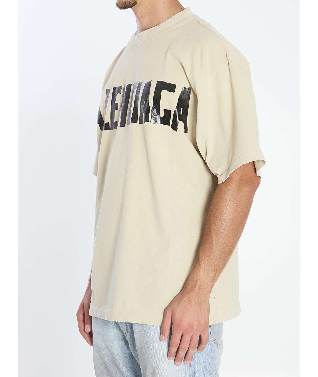 BALENCIAGA Бежевая хлопковая футболка, фото 3