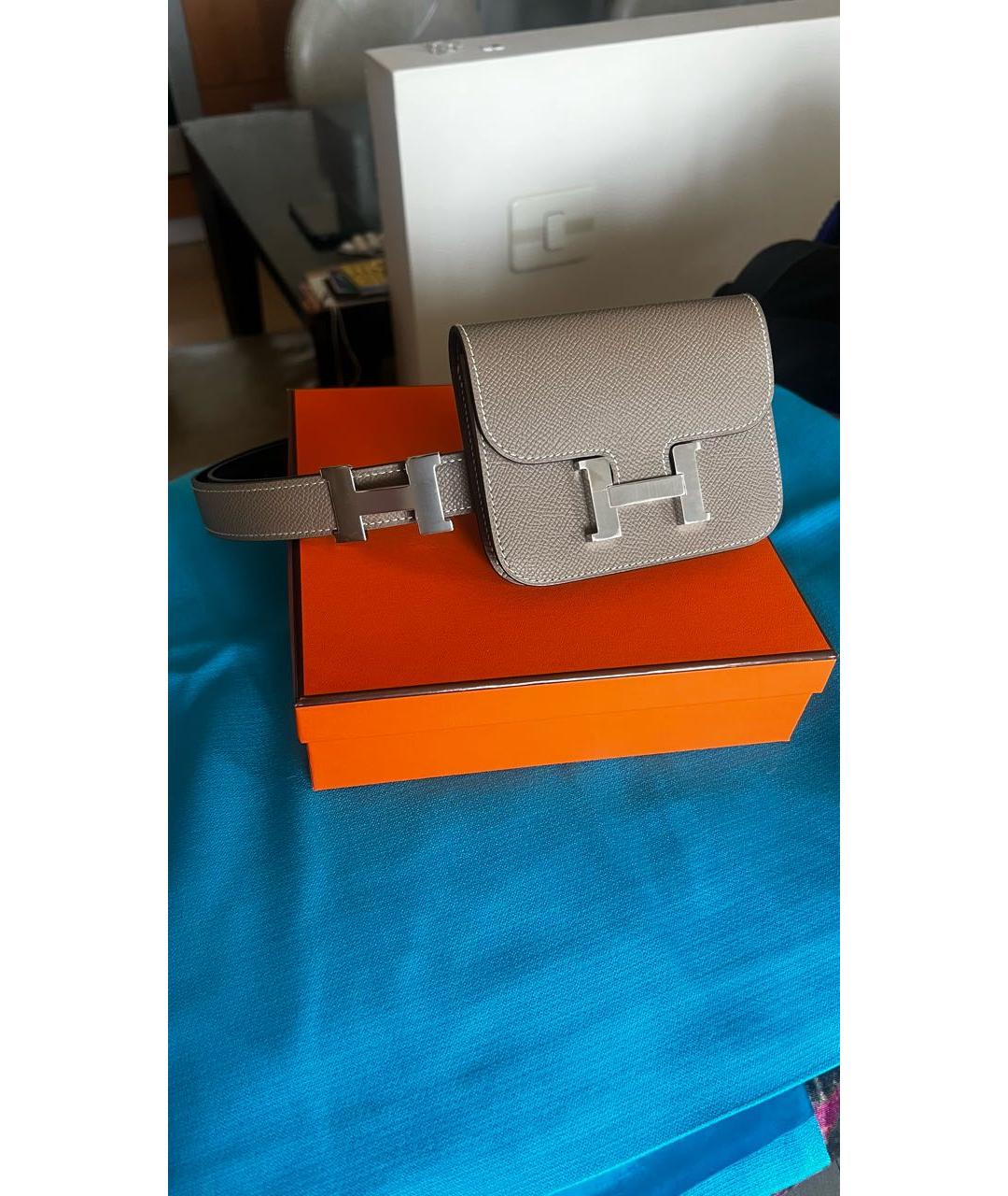 HERMES Бежевая кожаная поясная сумка, фото 2