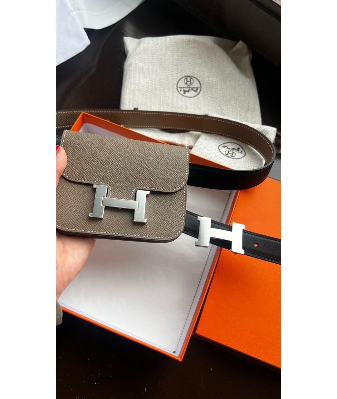 HERMES Бежевая кожаная поясная сумка, фото 5