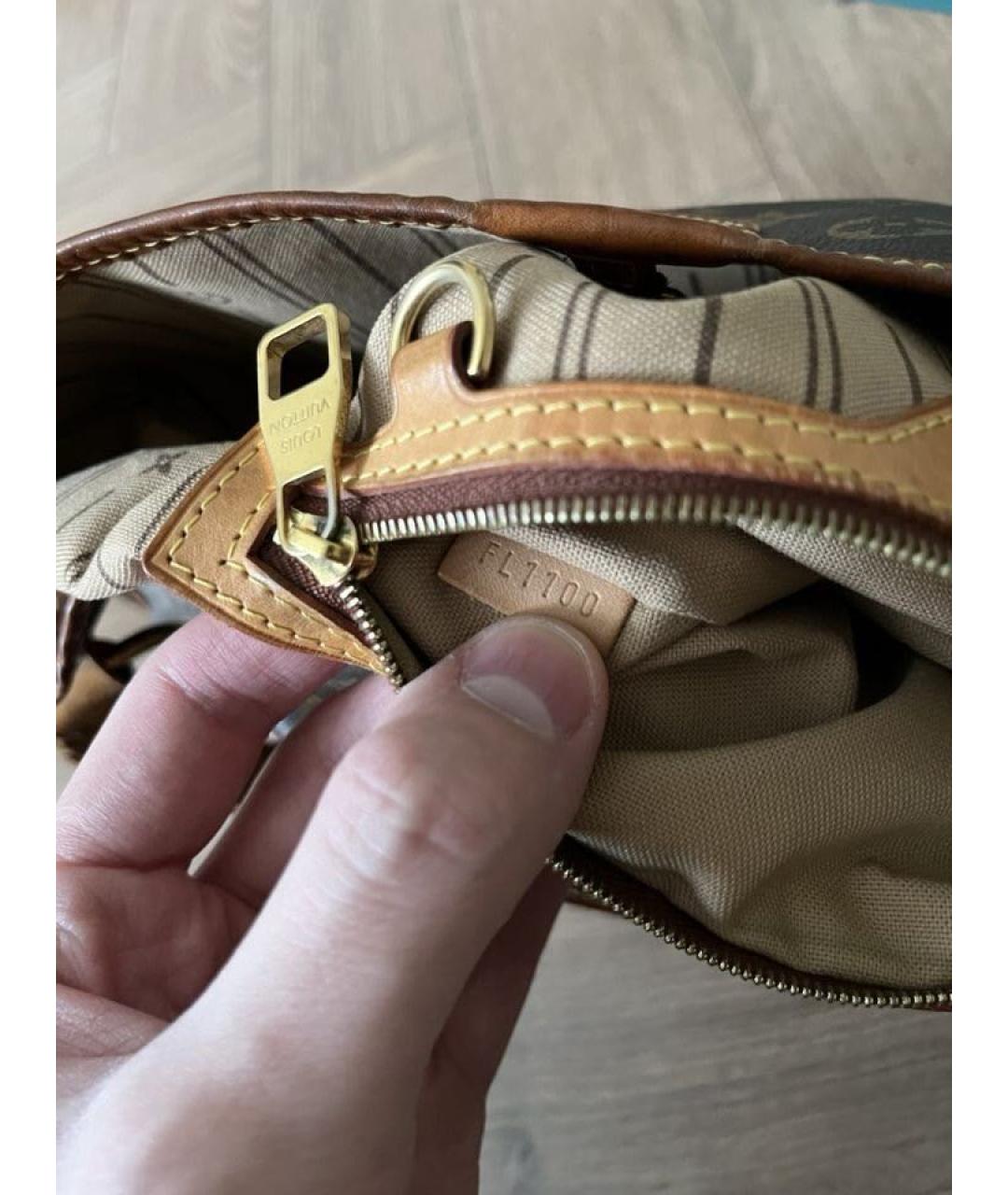 LOUIS VUITTON Коричневая кожаная сумка тоут, фото 5