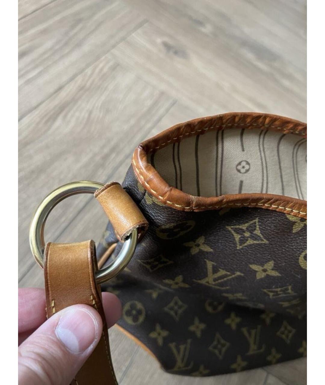 LOUIS VUITTON Коричневая кожаная сумка тоут, фото 6