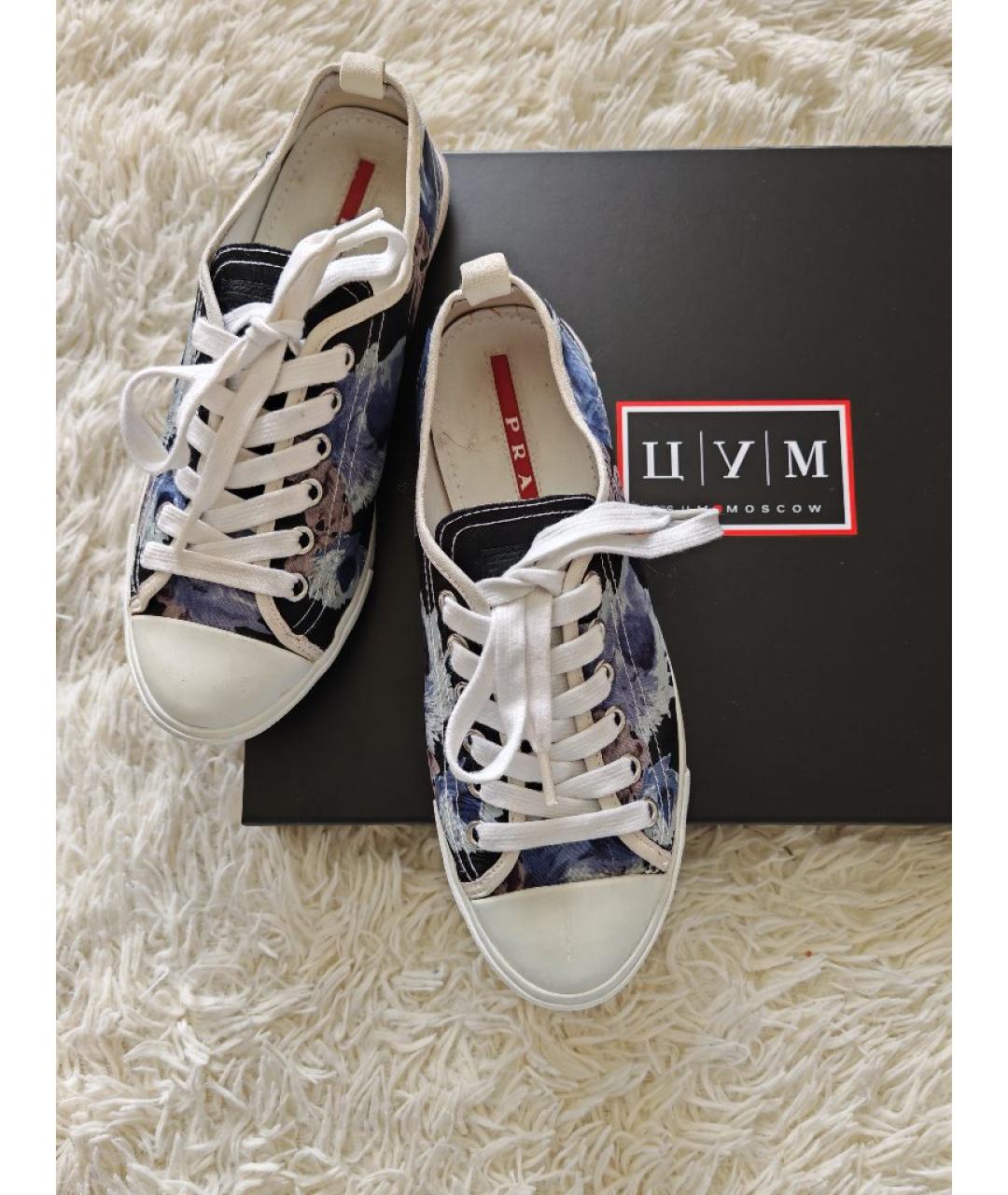 PRADA Мульти текстильные кеды, фото 5