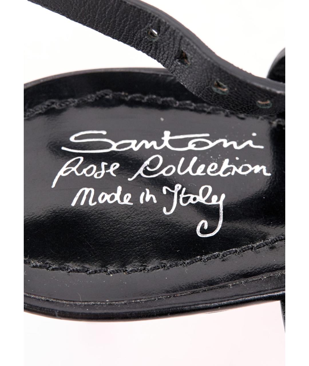 SANTONI Черные кожаные босоножки, фото 5